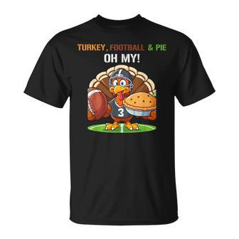 Thanksgiving Turkey Football And Pie Print T-Shirt | Mazezy