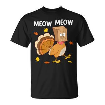 Thanksgiving Turkey Cat Meow Thanksgiving T-Shirt | Mazezy