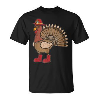 Thanksgiving Turkey Firefighter Matching Family Costume Unisex T-Shirt | Mazezy