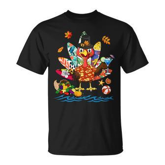 Thanksgiving Turkey Hawaiian On Beach Matching Family Kids Unisex T-Shirt | Mazezy