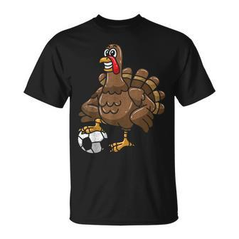 Thanksgiving Turkey Soccer Football Player Ball T-Shirt | Mazezy