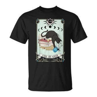 The Reader Black Cat Tarot Card Librarian Book Lover Reading Reading Funny Designs Funny Gifts Unisex T-Shirt | Mazezy