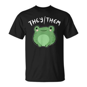 They Them Pronouns Frog Cute Nonbinary Queer Aesthetic Unisex T-Shirt