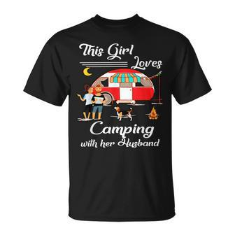 This Girl Loves Camping With Her Husband Gift For Womens Unisex T-Shirt | Mazezy DE