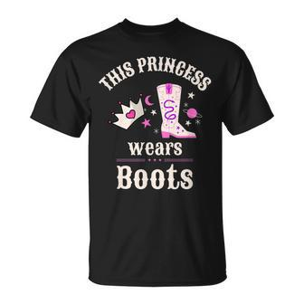 This Princess Wears Boots Pink Country Western Cowgirl Unisex T-Shirt | Mazezy