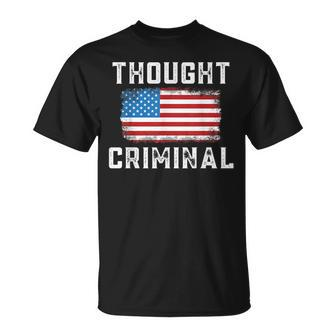 Thought Criminal Free Thinking Free Speech American Flag Unisex T-Shirt | Mazezy
