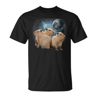 Three Capybaras And Moon Funny Capybara Humor Parody Gifts For Capybara Lovers Funny Gifts Unisex T-Shirt | Mazezy