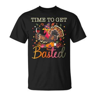 Time To Get Basted Cool Turkey Thanksgiving Drinking T-Shirt - Monsterry
