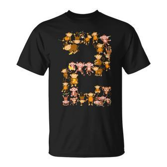 Toddler 2Nd Birthday Monkey Theme 2 Year Old Monkeys Lovers Unisex T-Shirt | Mazezy