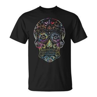 Trance Outline Sugar Skull T Watercolor Zen Rave T-Shirt | Mazezy