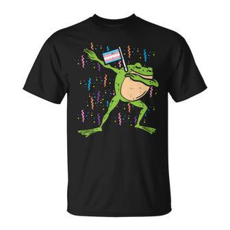 Transgender Flag Frog Dab Lgbt Trans Pride Stuff Animal Unisex T-Shirt | Mazezy