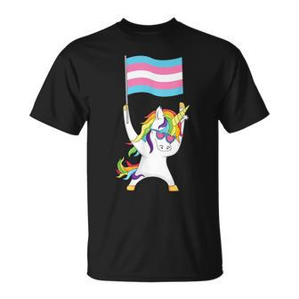 Transgender Flag Unicorn Trans Pride Lgbtqia Nonbinary Ftm Unisex T-Shirt | Mazezy