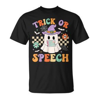 Trick Or Speech Retro Slp Halloween Speech Therapy Halloween T-Shirt - Monsterry DE