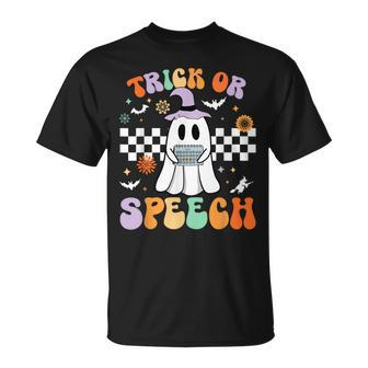 Trick Or Speech Retro Slp Halloween Speech Therapy Halloween T-Shirt - Seseable