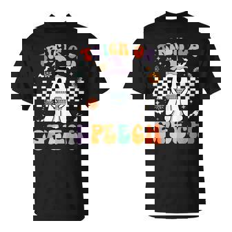 Trick Or Speech Retro Slp Halloween Speech Therapy Halloween T-Shirt - Seseable