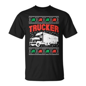 Trucker Xmas Truck Ugly Christmas Sweater For Pj T-Shirt - Monsterry CA
