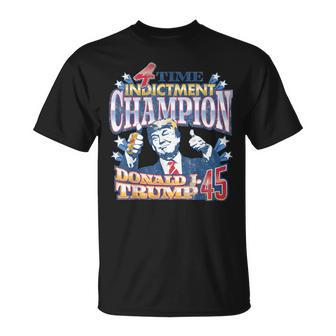 Trump 4 Time Indictment Champion Champ Not Guilty 2024 T-Shirt | Mazezy