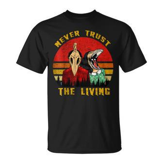 Never Trust The Living Retro Vintage Creepy Goth Grunge Emo Creepy T-Shirt | Mazezy