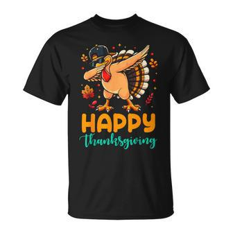 Turkey Dabbing Happy Thanksgiving Day Pilgrim Boys Men T-Shirt - Seseable