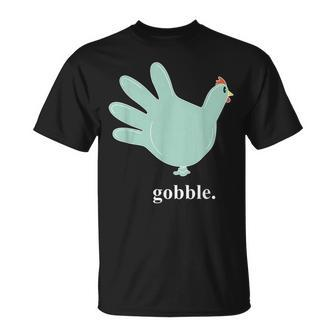 Turkey Glove Gobble Thanksgiving Thankful Nurse T-Shirt | Mazezy UK