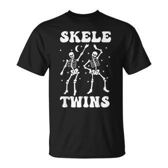 Twins Halloween Matching Skeletwins Dancing Skeletons T-Shirt - Monsterry UK