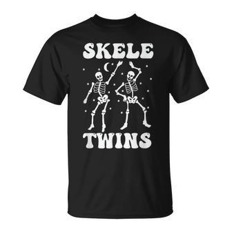 Twins Halloween Matching Skeletwins Dancing Skeletons T-Shirt - Thegiftio UK