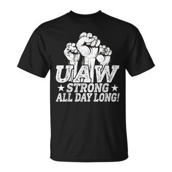 Uaw Strike Red United Auto Worker Picket Sign Uaw Worker T-Shirt - Seseable