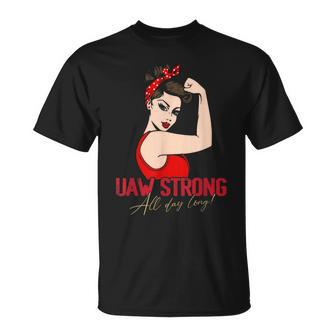 Uaw Strike Red United Auto Workers Picket Sign T-Shirt - Seseable