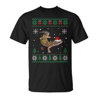 Ugly Christmas Pajama Sweater Leopard Gecko Animals Lover T-Shirt | Mazezy