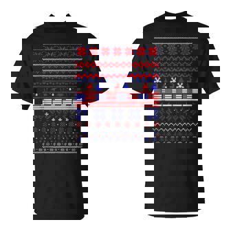 Ugly Christmas Sweater America Flag Usa Christmas 2023 T-Shirt - Monsterry