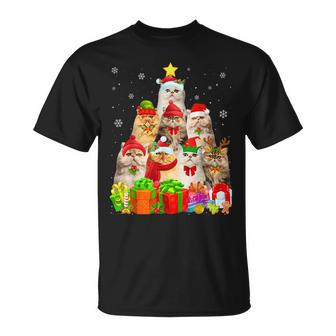 Ugly Christmas Sweater Cat Tree Persian Cat Xmas T-Shirt | Mazezy
