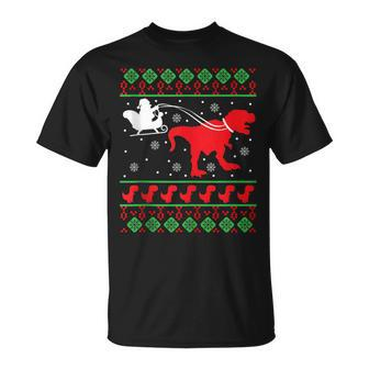 Ugly Christmas Sweater Dinosaur T-Shirt | Mazezy