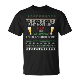 Ugly Christmas Sweater Drinking Rudolph T-Shirt - Monsterry UK