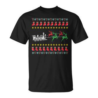 Ugly Christmas Sweater For Model Train Lover T-Shirt | Mazezy
