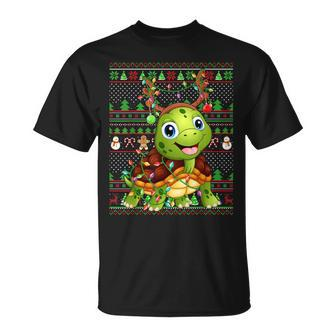Ugly Xmas Sweater Style Lighting Turtle Christmas T-Shirt | Mazezy AU