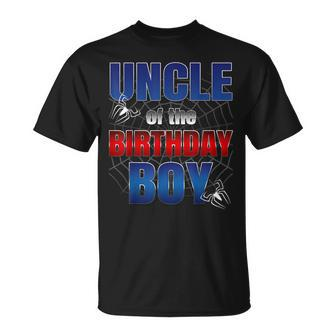 Uncle Birthday Boy Spider Web Birthday Party Decorations T-Shirt - Thegiftio UK