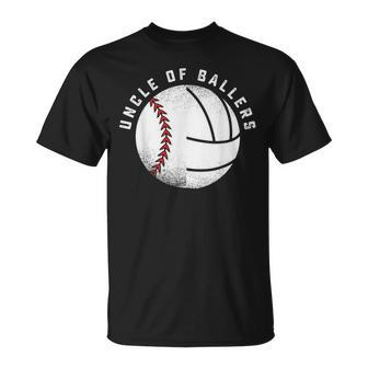 Uncle Of Baseball Volleyball Player Niece Nephew Team Sports Unisex T-Shirt | Mazezy