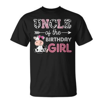 Uncle Of The Birthday Girl Farm Cow Uncle Matching Family Unisex T-Shirt - Seseable