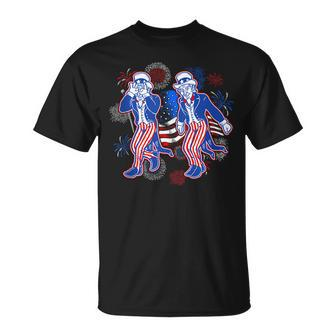 Uncle Sam Griddy Dance Funny 4Th Of July Usa Flag Fireworks Unisex T-Shirt