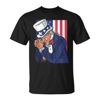 Uncle Sam Praying Us American Patriotic Culture 4Th July Unisex T-Shirt | Mazezy AU