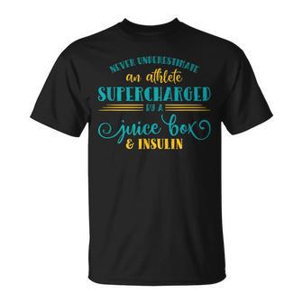 Never Underestimate An Athlete Supercharged Diabetic T-Shirt - Seseable