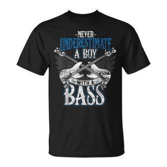 Never Underestimate A Boy With A Bass Guitar T-Shirt - Seseable