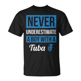 Never Underestimate A Boy With A Tuba T-Shirt - Monsterry UK
