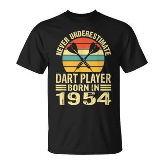 Never Underestimate Dart Player Born In 1954 Dart Darts T-Shirt | Mazezy