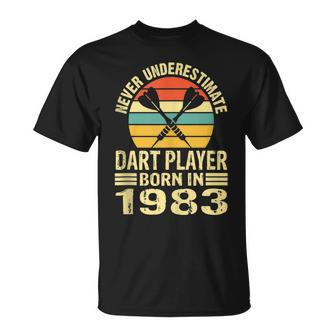 Never Underestimate Dart Player Born In 1983 Dart Darts T-Shirt | Mazezy UK