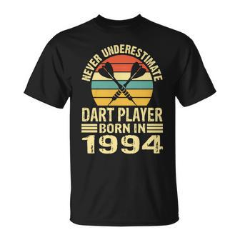 Never Underestimate Dart Player Born In 1994 Dart Darts T-Shirt - Seseable