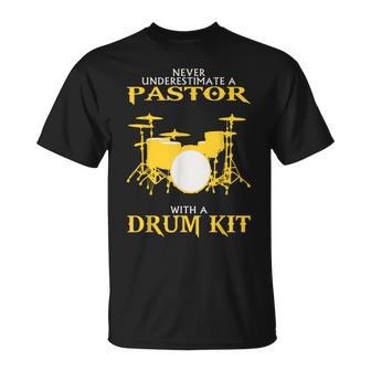Never Underestimate Drummer Pastor T-Shirt - Seseable