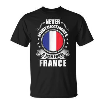Never Underestimate A Man From France French Flag T-Shirt - Seseable