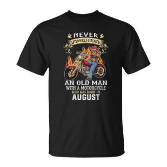 Never Underestimate An Old August Man With A Motorcycle T-Shirt - Thegiftio UK