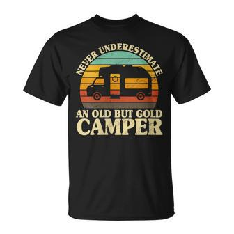 Never Underestimate An Old Camper Campfire Motorhome Trailer T-Shirt - Monsterry DE